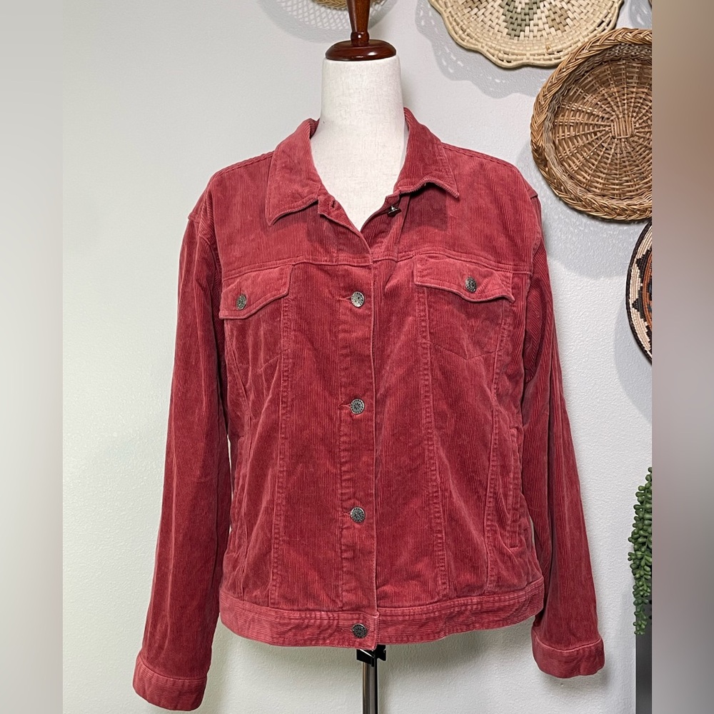 Vintage 90s Cableas Womens Corduroy Chino Button Front Jacket Chore Coat Large